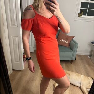 Express Off-Shoulder Coral Dress